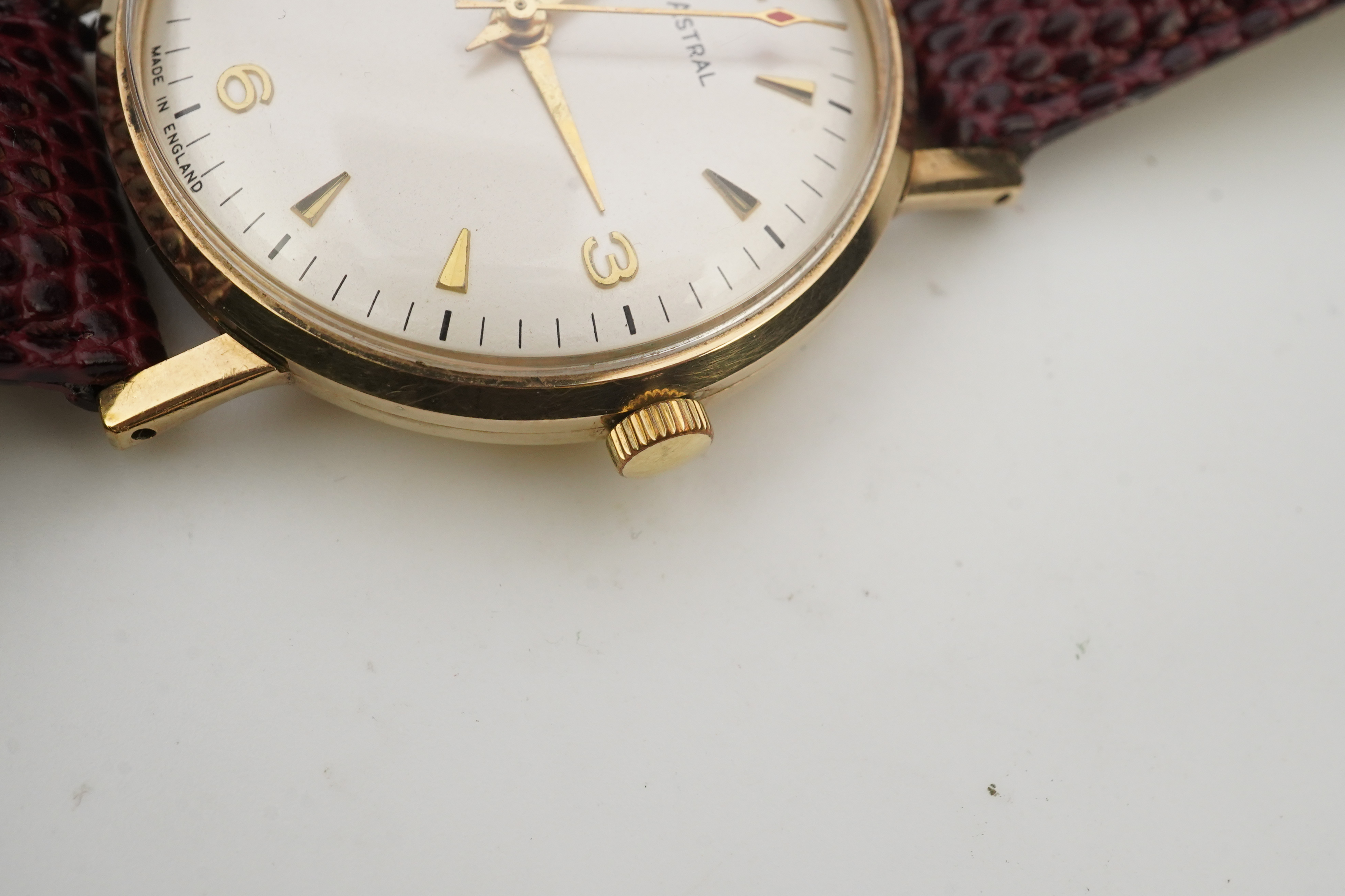 A gentleman's 1950's? 9ct gold Smiths Astral manual wind wrist watch, on a later associated Hirsch leather strap